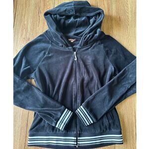 Juicy Couture Black & White Stripped Velvet Jacket Size Large